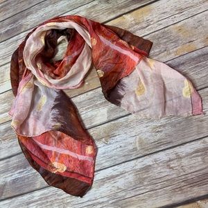 Cocoon House 100% Silk Feather Print Scarf Flowy